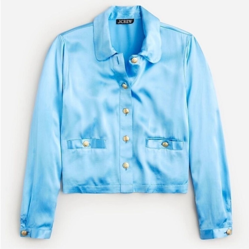 J.Crew NWOT Lady shirt-jacket in Luster crêpe with gold buttons BV854